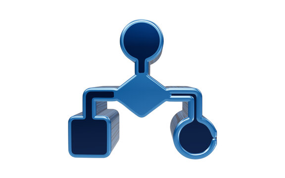 Abstract Flowchart Symbol: A three-dimensional blue abstract symbol representing a flowchart or process diagram, conveying a sense of organization and data flow.