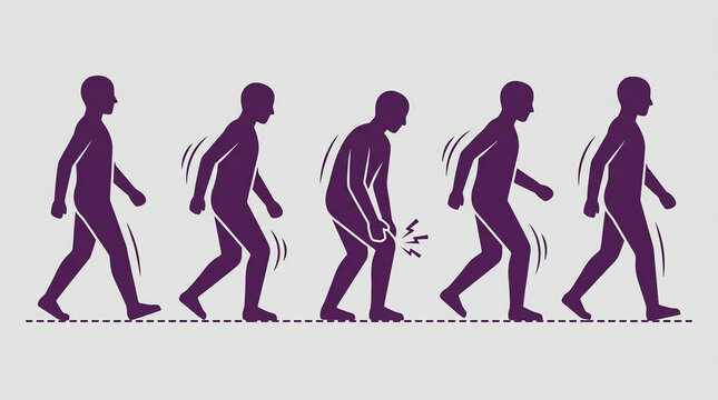 Human Gait Cycle Showing Knee Pain During Movement
