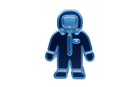 Hazmat Suit Icon: A stylized blue icon representing a person wearing a hazmat suit, symbolizing protection and safety in hazardous environments.