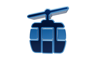 Cable Car Icon: A modern, sleek blue icon representing a cable car, symbolizing modern transportation and elevated travel. © Rakib