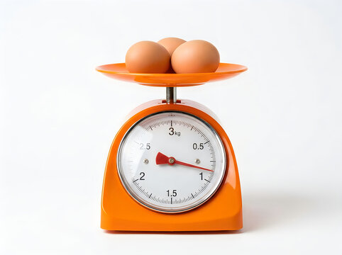 Orange vintage kitchen scale with cowboy hat