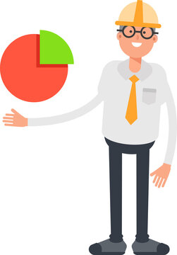 Architect Character Holding Pie Chart

