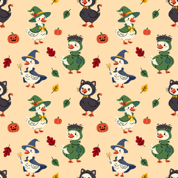 Spooky Autumn Goose Character Background