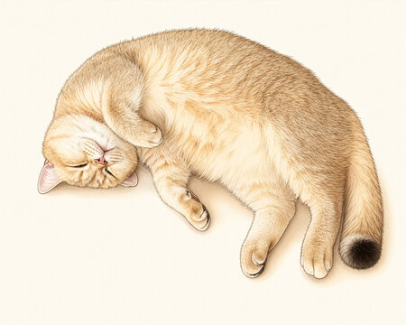 British shorthair golden cat curl sleep 1 