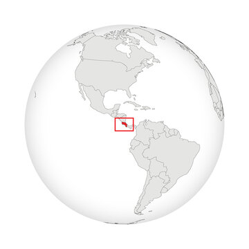 Location map of Costa Rica.Costa Rica on globe