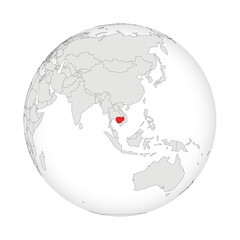 Obraz premium Location map of Cambodia.Cambodia on globe