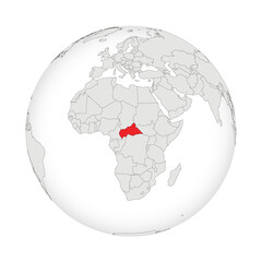 Obraz premium Location map of Central African Republic.CAR on globe