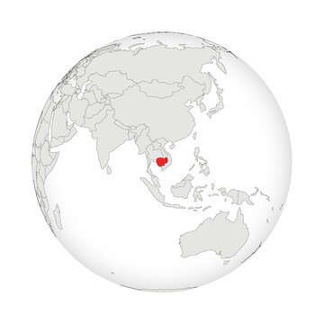 Location map of Cambodia.Cambodia on globe