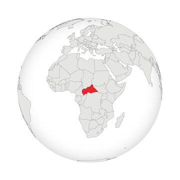 Location map of Central African Republic.CAR on globe