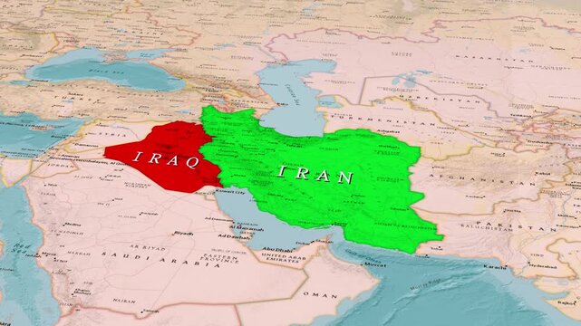 Iran Iraq Shared Border Region, Zoomed Political Map