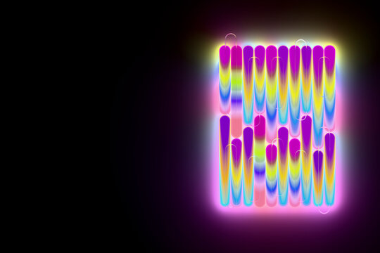 3D neon color block for modern graphic and technology design