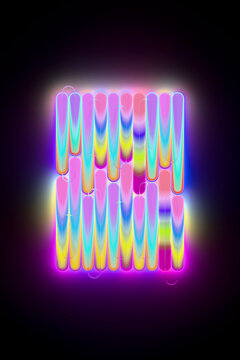 3D neon light matrix for digital technology and energy concepts