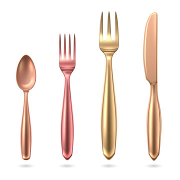 Elegant cutlery set including spoon, fork, and knife transparent background