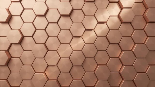 Premium Metallic Rose Gold Hexagonal Surface