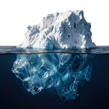 Large Floating Iceberg With Underwater Blue Sculpture.