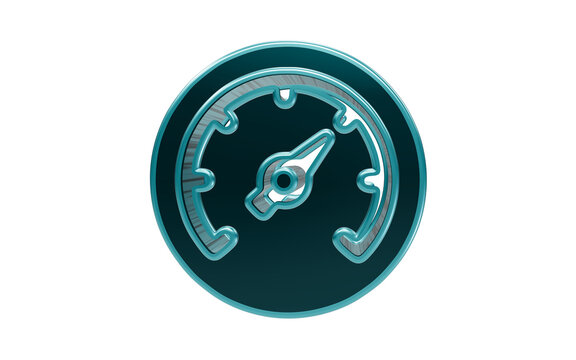 noisy effect Speedometer Icon: A sleek, metallic speedometer icon, rendered in cool teal hues, sits prominently against a white background, signifying speed and performance.