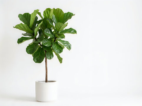 Green indoor potted fiddle leaf fig plant