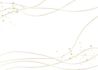 Fototapeta premium Abstract 3D Gold Wave Frame Element with Golden Beads, Isolated PNG Overlay for Luxury Design