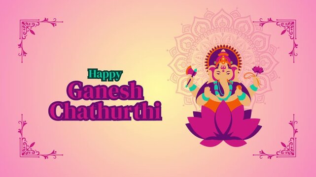 Ganesh Chaturthi Beige and Yellow Minimalist Greeting Video