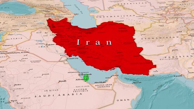 Persian Gulf Countries Map, Iran and Qatar Territorial View