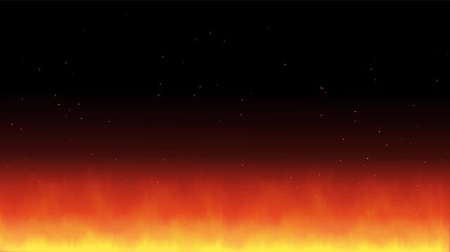 A fiery inferno burns intensely against a dark, star-speckled night sky.