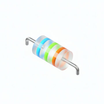 3D Electronic Resistor Icon with Color Rings for Circuit Board Hardware Design