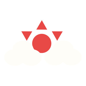 雲の間からのぞく太陽のイラスト
