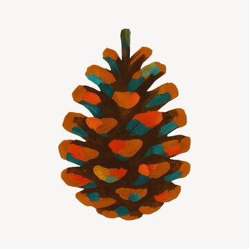 Colorful artistic pine cone illustration.