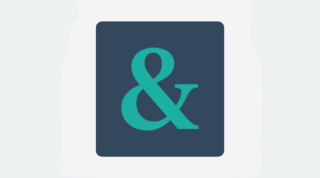 Ampersand symbol icon on rounded square background for business and connection concept