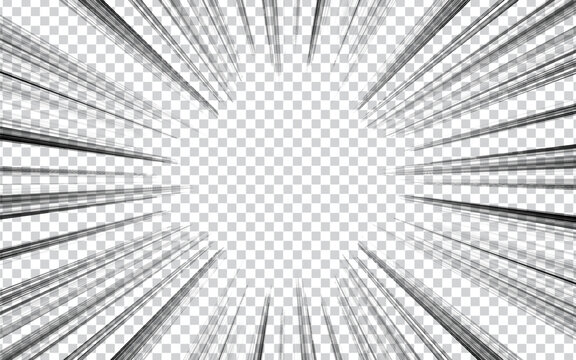 Speed line fast motion background. Comic vector illustration with lines. Black and white pop art pattern and zoom effect