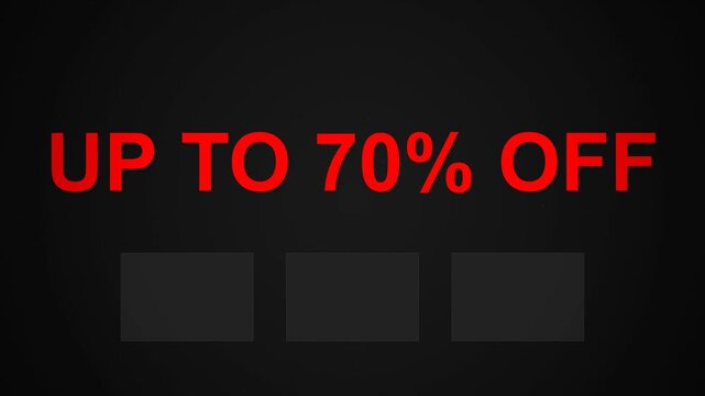Up to 70 Percent Off Sale Banner with Red Bold Text on Dark Background for Retail and E-commerce Promotion