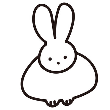 シンプルなうさぎの線画イラスト