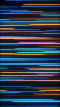 horizontal streaks of blue, orange, and multicolored light, shaking dynamic motio