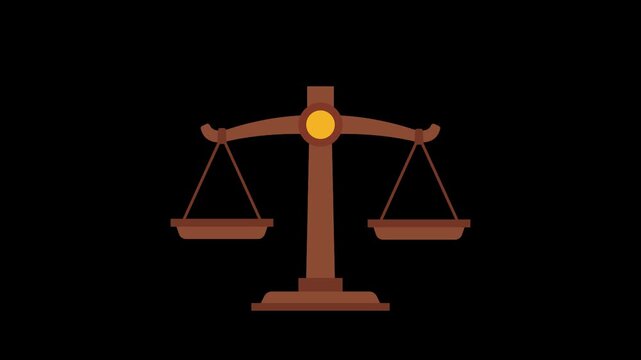 Elegant Flat Illustration of a Classic Justice Scale Symbolizing Law, Fairness, and Equality