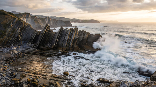 Zumaia Flysch Cliffs, Basque Country Spain