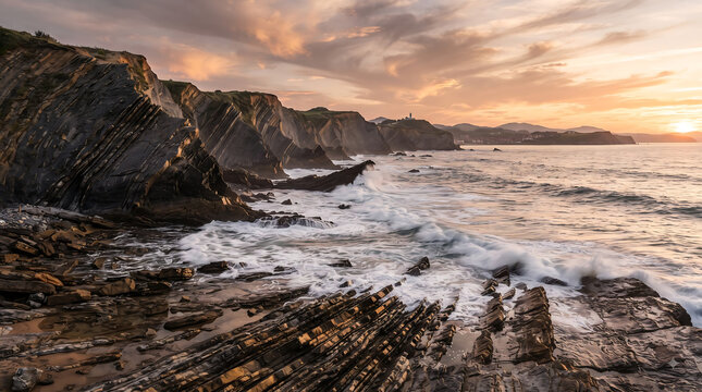 Zumaia Flysch Cliffs, Basque Country Spain