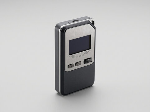Minimalist portable hardware cryptocurrency wallet with stainless steel finish provides secure offline storage for digital assets in modern tech style.