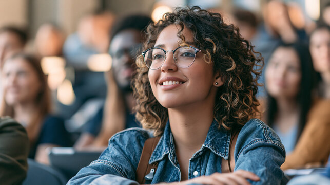 University, smile and students in classroom, education and knowledge with research for project. Funny, men and women with tech, college and learning with development, scholarship and academy