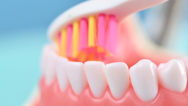 White beautiful straight tooth with correct bite on an artificial jaw