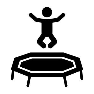 Black silhouette of person jumping on trampoline icon