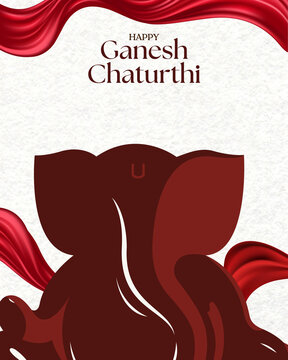 Ganesh Chaturthi Red and White Minimalist Greeting Poster