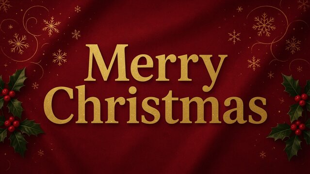 Merry Christmas Gold Typography Red Holiday Background