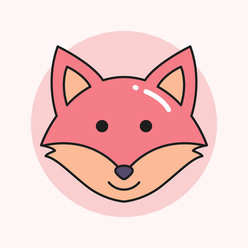 Cute pink fox head cartoon vector illustration