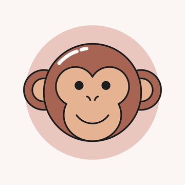 Cute Cartoon Monkey Face Illustration