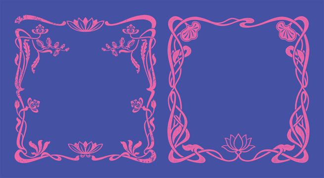 art nouveau vintage retro frame with psychedelic colors