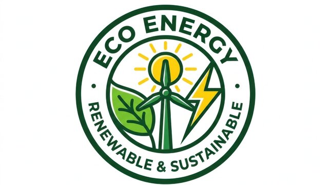 Eco energy renewable and sustainable round badge vector illustration