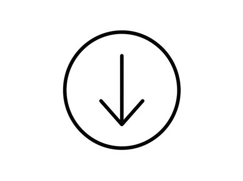 Downward arrow in circle icon isolated on a transparent background