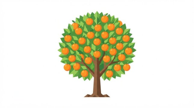 Orange tree with ripe fruits isolated on a white background