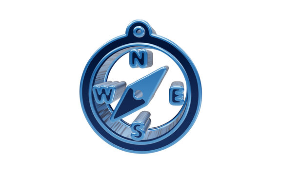 Blue Compass Symbol: A stylized blue compass symbol, signifying direction and navigation, isolated on a clean backdrop.