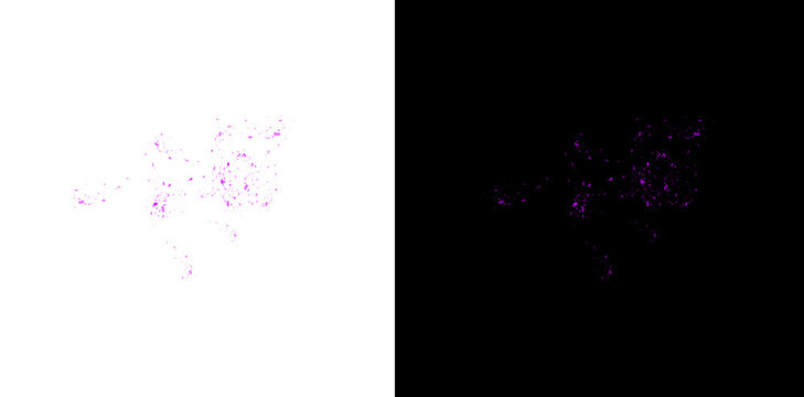 Purple organic particle explosion element isolated on background for digital graphic design and professional video editing.